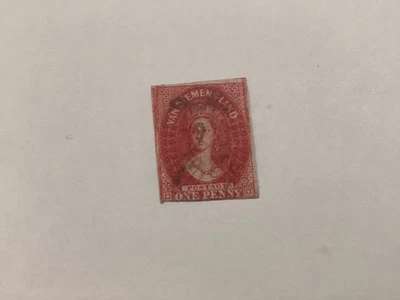 Tasmania 1d Red imperf Queen Victoria Seven Seas 3 fiscal cancel 9 Dec 1869 - Image 1 of 2