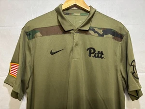 Pitt Panthers Nike Dri-Fit Mens Military Polo Shirt Camo Olive Short Sleeve - Picture 1 of 8