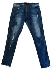Pantalones de mezclilla ajustados Roma Studio para mujer azules desgastados lavado medio talla 11 - Imagen 1 de 9