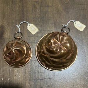 2 seltene Kupfer Jello Formen Made in Italy Wandbehang 5” & 3,5” Originaletiketten EUC - Bild 1 von 15