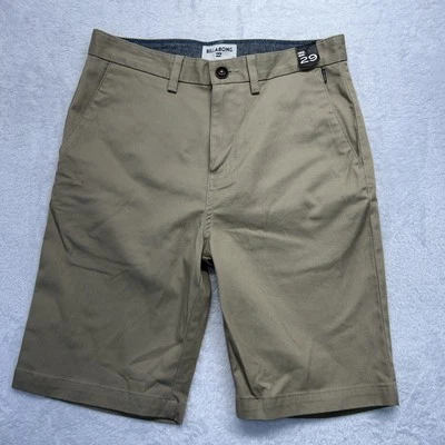 Billabong Premium Quality Zip Flat Front Shorts Men 29 Khaki NWT  - Image 1 of 4