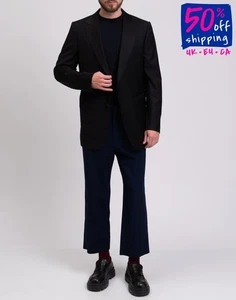 RRP €1595 DUNHILL Wool Blazer Jacket IT48 US38 M Silk Blend Lined Black - Picture 1 of 11