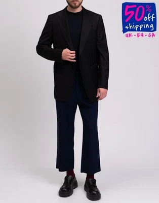 RRP €1595 DUNHILL Wool Blazer Jacket IT48 US38 M Silk Blend Lined Black - Image 1 of 4