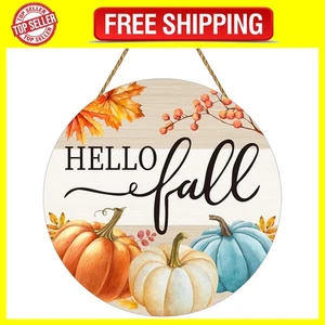 Fall Decorations Pumpkin Maple Leaf Wooden Door Wall Hanging Sign Autumn Gift - Picture 1 of 8