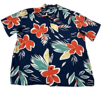 Lands' End Traditional Fit LRG (16-16 1/2") Coastal Floral Tropical Short Sleeve - Image 1 of 4