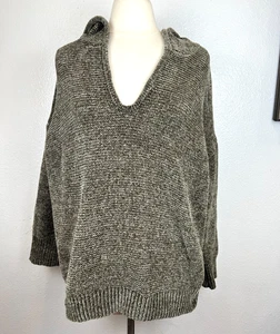 Espléndido Suéter con Capucha Chenille Aurora Talla L en Verde Oliva Acogedora Cabina - Imagen 1 de 7