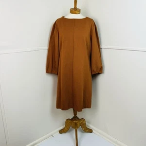 Womens Veronika Maine Dress Size 16 Brown Thick Jersey Winter Shift Midi - Picture 1 of 9