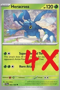 4X Juego Base Pokémon TGC Heracross 002/198 Escarlata y Violeta Inglés 2023 Casi Nuevo - Imagen 1 de 1
