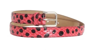 DOLCE & GABBANA Belt Pink Polka Leather Silver Buckle 80cm / 32 inch - Picture 1 of 8