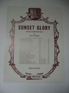 Luigi Carboni Sunset Glory ACCORDION Solo Vintage Sheet Music 1957 - Picture 1 of 3
