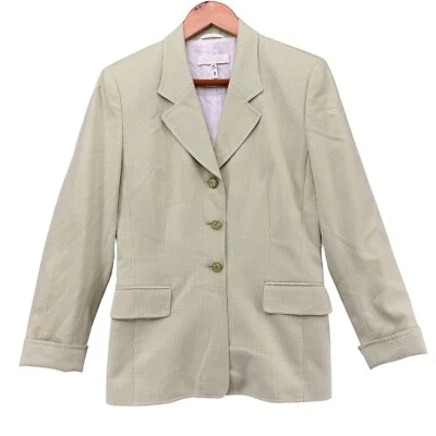 Blazer De Colección Escada Pata de Gallo Mujer Verde 3 Botones Lana Seda Chaqueta EU 38 US 6 Foto 1 de 4