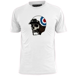 Para hombre Skull Scooter Casco Target Camiseta Mod Vespa Lambretta - Imagen 1 de 2