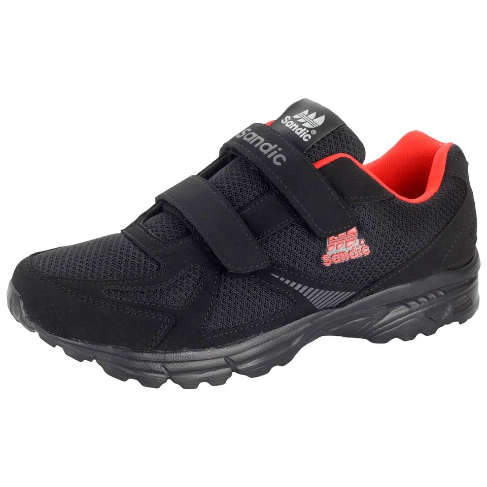 Herren Turnschuhe Sportschuhe Sneaker Freizeitschuhe Klettverschluss Schwarz Rot