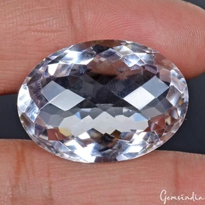 Certified 47.10 Ct Natural White Quartz Oval Checker Cut Loose Gemstone ~28x21mm - Picture 1 of 6