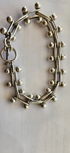 Sterling silver peppercorn link chunky bead ball bracelet 42.3 - Picture 1 of 8