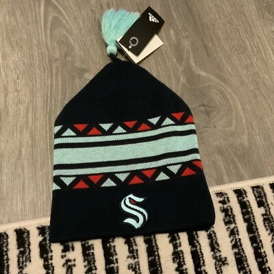 Seattle Kraken Adidas Azul Marino Reverso Retro 2.0 Tejido Sombrero Gorro OSFM Foto 1 de 3