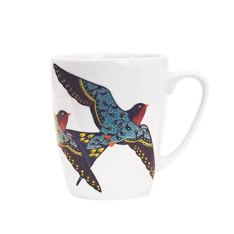 Queens by Churchill Paradise Birds China Oak Coffee Mug Tea Cup 400ml  Swallows - Image 1 of 1