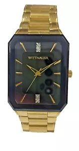 WN3092 WITTNAUER DIAMOND ACCENT GOLD TONE BLACK DIAL MEN'S WATCH MW-11 - Picture 1 of 18