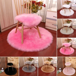 40/90cm Fluffy Round Rugs Anti-Slip Soft Mat Living Room Floor Bedroom Decor