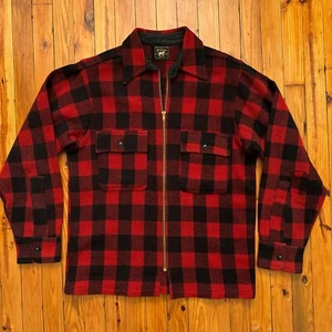 Vintage 1930s-40s Sears Pilgrim Chinstrap Wool Flannel Zip Up Shirt Repaired - Picture 1 of 13