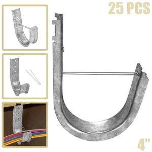 25 Pcs 4" J Hook Wall Mount w/ Retaining Clip Network Cable Cord Wire Management - Picture 1 of 6