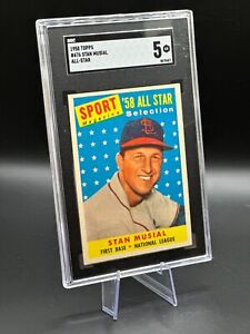 Stan Musial 1958 Topps All-Star SGC 5 Baseball Card St. Louis Cardinals MLB #476