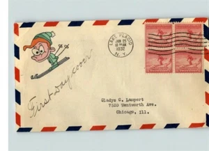 1932 OLYMPIC Winter Games with BL/4 stamps, canc. Lake Placid, NY, Hand Painted - Picture 1 of 1