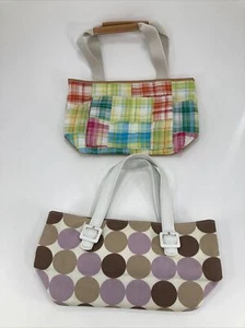 Purse Tote Bath & Body Works Plaid & Victoria Secret Polka Dot LOT OF 2 - Picture 1 of 7