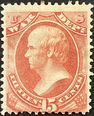 U.S. 15c Official Dept. of War, Scott #O90, Thin Hard Paper, MH, F-VF - Image 1 of 2