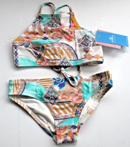 O'Neill Girls 7 Zephora Multi Strap High Neck 2 Pc Bikini Swimsuit - Picture 1 of 2