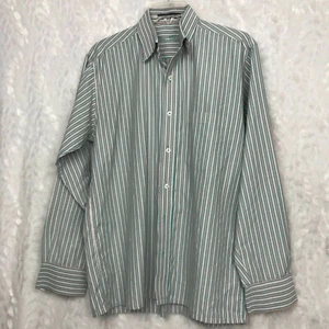 Lou Philippe mint green peach stripe l/s shirt 100% premium cotton shirt 40cm M - Picture 1 of 6