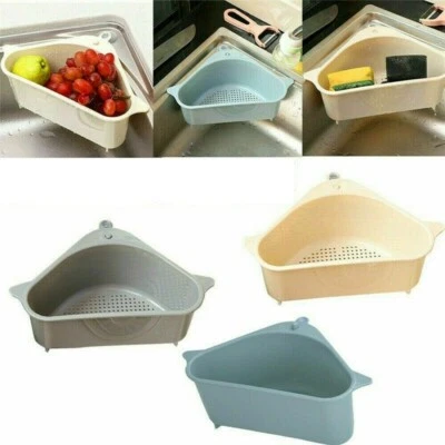 Kitchen Sink Corner Rack Triangle Storage Drain Strainer Shelf Holder Containers - Image 1 of 4