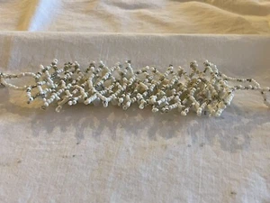 White Beaded And Coral Stretchy Bracelet - Picture 1 of 5