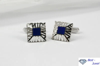 Manschettenknöpfe in 585 Weißgold und Lapis Lazuli - Bild 1 von 2