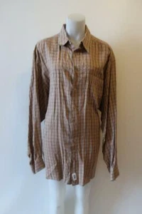 MENS ERMENEGILDO ZEGNA BROWN PLAID BUTTON DOWN SZ 2XT* - Picture 1 of 11