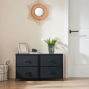Storage Drawers with 2 Drawers,Set of 2,Chest of Drawers with Fabric Bin - Picture 1 of 40