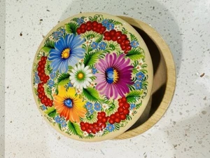 Ukrainian Trinket Petrykivka Box Round Handmade Handpainted Folk Art Traditional - Picture 1 of 8