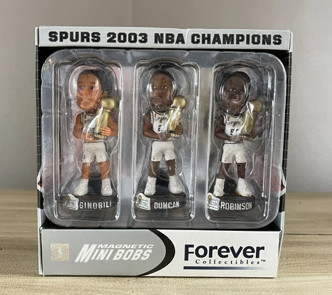 SAN ANTONIO SPURS 2003 NBA Finals Champions Mini Trophy 3” Bobblehead Set NIB! Cover