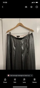 TED BAKER metallic silver foil pleat high waist fit&flare midi skirt party 5 16 - Picture 1 of 6