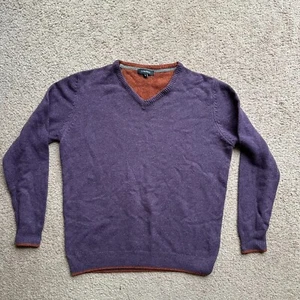 True Rock Sweater Mens XL 100% Wool V Neck Long Sleeve Purple Pullover - Picture 1 of 11