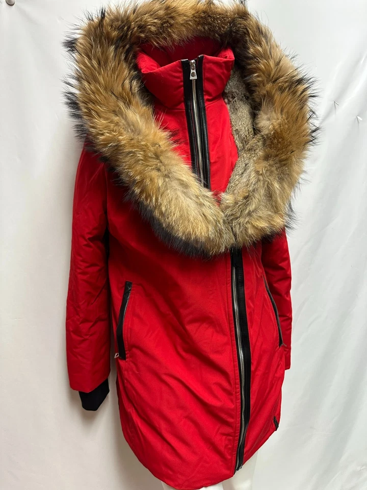 Auténtica parka de plumón para mujer Rudsak Montreal de piel, color rojo, talla XL, nueva Foto 1 de 4