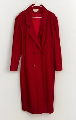 Bryant Park женщин размер 24 темно-красный 100% шерсти винтажный, длинное платье пальто парка США - Изображение 1 из 4