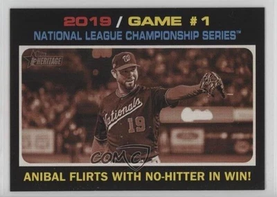 2020 Topps Heritage NL Playoffs Anibal Sanchez Flirts With No-Hitter In Win #202 - Image 1 of 2