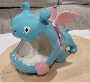 Target 2011 Valentines Blue Bulldog With Wings Ceramic Candy Jar Big Mouth Rare  - Picture 1 of 9