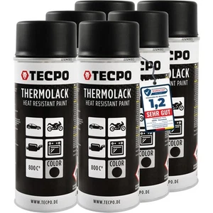 TECPO AUSPUFFLACK 800°C THERMOLACK 6x400ml OFENLACK HITZEBESTÄNDIG SCHWARZ MATT - Bild 1 von 4