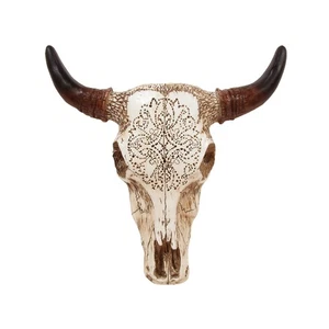 Southwestern Tooled Steer/Bull/Cow/Bison Skull&Horns Head Western Wall Decor Art - Picture 1 of 5