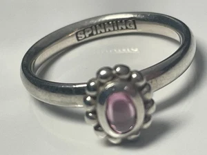 'SPINNING' HHN Danish '925' sterling silver/pink stone ring SCANDI band size O - Picture 1 of 18