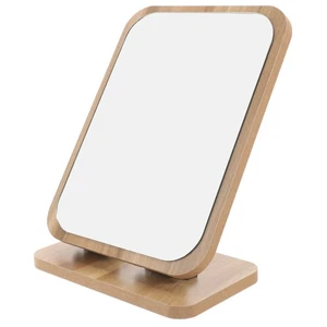 Rotating Vanity Mirror Tabletop Wood Small Student Wooden Swivel Makeup - Picture 1 of 12