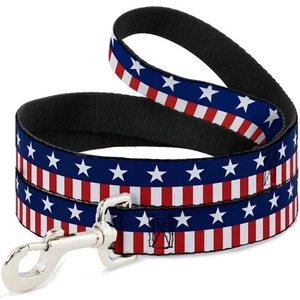 Dog Leash Americana Stars Stripes2 Blue White Red White 6 Feet Long 1.5 Inch ... - Picture 1 of 4