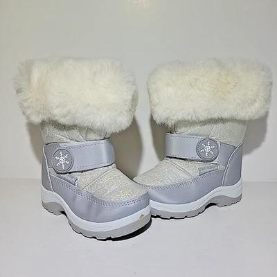 Botas de neve infantis tamanho 6 meninas forradas de pele inverno sapatos infantis - Imagem 1 de 4